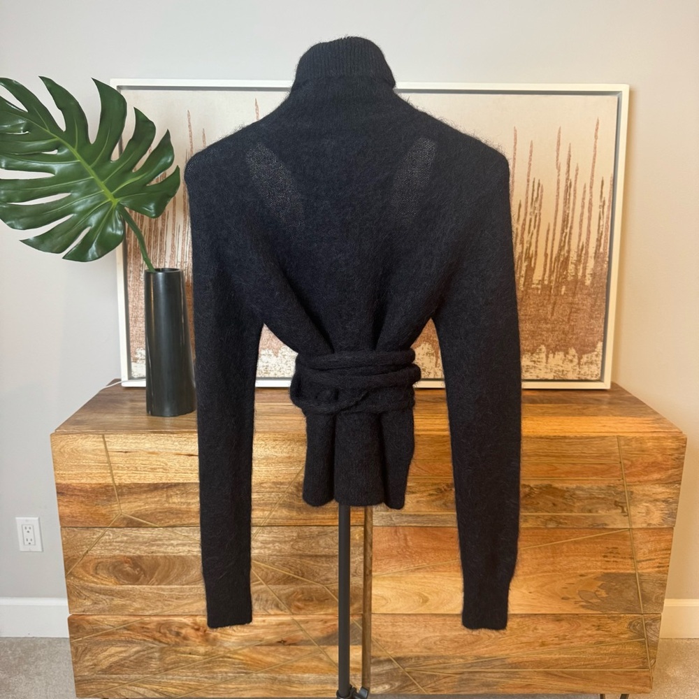 GANNI Black Cutout Turtleneck Wrap Sweater - NWOT Soft Knit Wrap Sweater XS - Picture 3 of 5